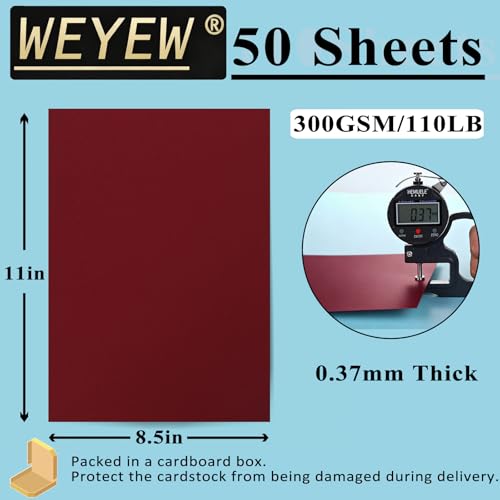 50 Sheets 110lb WineRed Cardstock, 8.5" x 11", Heavyweight WineRed Paper DIY Craft Card Making Project Paper, 110LB Cover 300 GSM - color: WineRed, size: 110lb-50Sheets