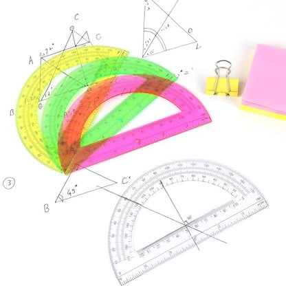 Unjoo Plastic Protractor Math Protractors 180 Degrees for Geometry Classroom Student School Office Supplies, 6 Inch, Pack of 2 (Green) - color: Green