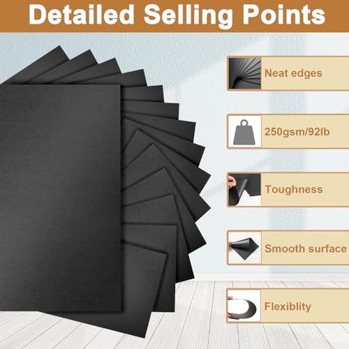 Silunkia 120 Sheets Shimmer Black Cardstock 8.5 x 11 Crafts Paper, 250gsm/92lb Heavyweight Construction Paper Card Stock for Halloween, DIY Cards Making, Greeting Cards, Party, Wedding Invitations - color: Black, size: 120 Sheets