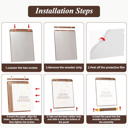 PPH-Sisy 4 Pack Acrylic Sign Holders 5x7 with Wood Base, Tabletop Display Sign Stand for Menu Flyer Poster, Clear Acrylic Paper Frame for Restaurant Coffee Shop Hotel Office Exhibition - size: 5x7-4 Pack