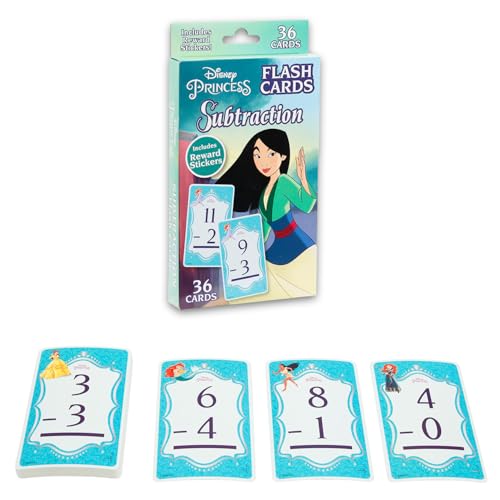 Disney Princess Math Games Set - Bundle with Addition and Subtraction Flash Cards for Boys, Girls | Disney Princess Learning Toys for Kids Ages 5-6