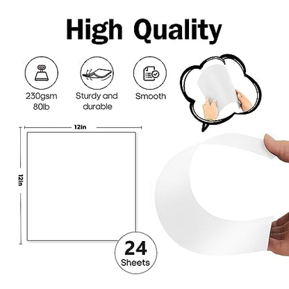 White Cardstock 12x12-24 Sheets Cardstock Paper, Goefun 80lb White Card Stock Paper for Card Making, Cricut, Crafting, Scrapbook, Photo Albums - color: white
