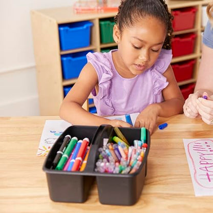 ECR4Kids 3-Compartment Small Plastic Caddy, Multipurpose Organization, Black, 6-Pack - color: Black