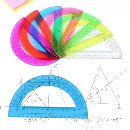 Unjoo Plastic Protractor Math Protractors 180 Degrees for Geometry Classroom Student School Office Supplies, 6 Inch, Pack of 2 (Green) - color: Green