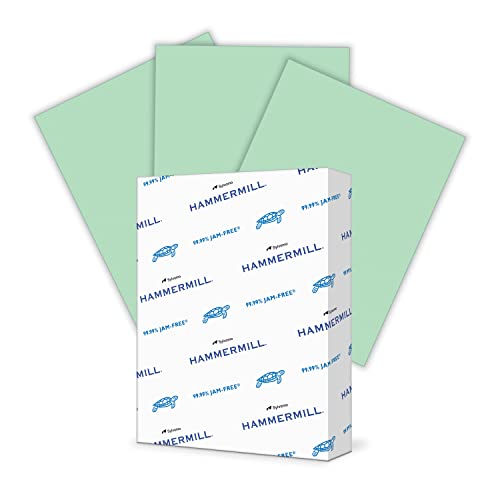 Hammermill Colored Paper, 20 lb Green Printer Paper, 8.5 x 11-1 Ream (500 Sheets) - Made in the USA, Pastel Paper, 103366R - color: Green, size: 1 Ream | 500 Sheets, style: Letter (8.5x11)