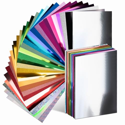30 Pack Metallic Glitter Cardstock Paper Sheets 8" x 12" Color 250gsm/92lb | Foil Mirror Shimmering Paper For Arts and Crafts, Decorative, Weddings & Birthdays Invitations, Scrapbook Supplies - style: Classic-01
