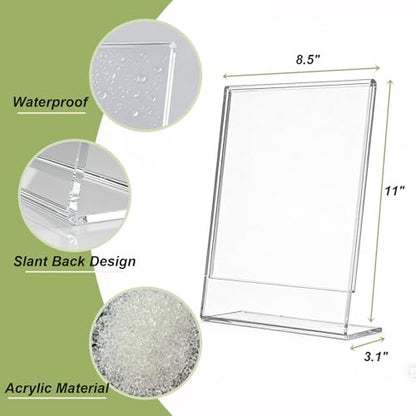 Acrylic Sign Stand Holders - 8.5 x 11 Clear Plastic Table Paper Display Stand, Suit for Displaying Posters, Picture, Flyers, Menu - 10 Pack - style: 10 pack