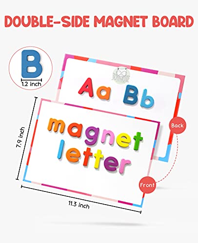 Magnetic Alphabet Letters+Phonics Word Magnetic Letter Tiles-JoyCat 265 Alphabet Tiles, Magnetic Letters Kit with Word-Building Folder and Storage Case, Kindergarten Phonics Awareness, Science of Read