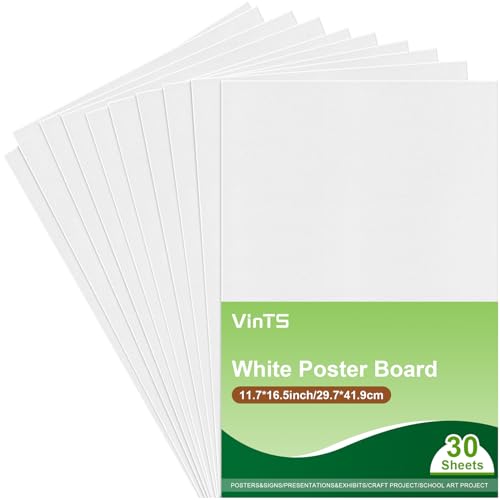 30Pcs Poster Board VinTS 11.7x16.5 Inches White Poster Paper, 230G Thickness Poster Board Bulk, Blank Graphic Display Board for School Arts, Classroom Crafts, exhibits and Notices (Pack of 30) - color: White, size: 30 Pack 11.7x16.5