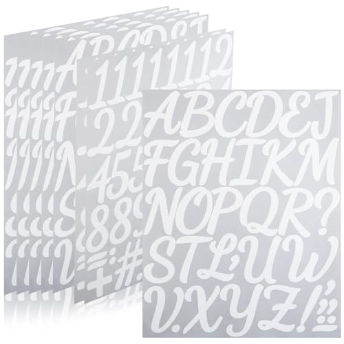 290 Pieces 2 Inch Self Adhesive White Letter Number Stickers | Vinyl Alphabet Waterproof Letters Numbers for Mailbox, Bulletin Board, Poster, Classroom, Scrapbook and Outdoor (8 Sheets) - color: White