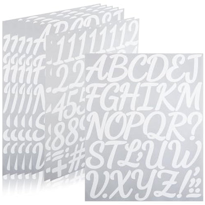 290 Pieces 2 Inch Self Adhesive White Letter Number Stickers | Vinyl Alphabet Waterproof Letters Numbers for Mailbox, Bulletin Board, Poster, Classroom, Scrapbook and Outdoor (8 Sheets) - color: White