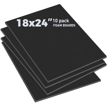 Golden State Art, Pack of 10, 3/16" Thick, 18x24 Black Foam Boards (18x24, Black) - color: Black, size: 18x24