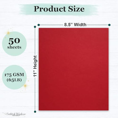Cardstock Warehouse Pop-Tone Wild Cherry Red Cardstock Paper - 50 Sheets, 8.5 x 11" - 65 lb / 175 GSM Premium Red Card Stock for Die-cutting, Crafts, Printing, Card Making and DIY Projects - color: Wild Cherry Red
