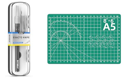 DIYSELF 12 Pcs Exacto Knife Set with Case and Cutting Mat 6in×8in