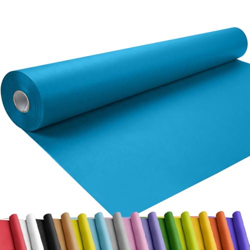 SMART&CASUAL 48" x 1,500" (125') Lake Blue Kraft Craft Paper Roll for Gift Wrapping Bulletin Board Bouquet Flower Art Packing Parcel Table Covering 80GSM 55LB (Lake Blue, 48" x 125') - color: Lake Blue, size: 48" x 1,500" ( 125ft )