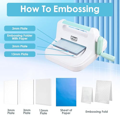 Manual Die Cutting Machine,Embossing Machine for Card Making Crafting, 6" Openning(Gift Box) - size: 6 inch Blue
