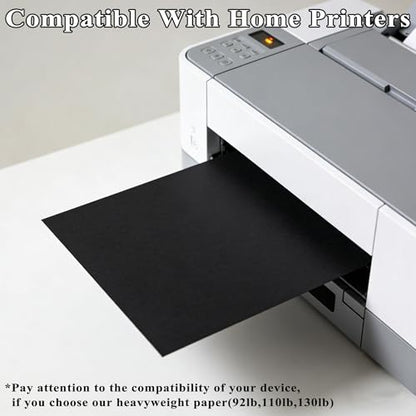 100 Sheets 65lb Black Cardstock, 8.5" x 11", Printer Black Paper for DIY Craft Card Making Blank Invitation Halloween Supply, 65LB Cover 180 GSM - color: Black, size: 65lb-100sheets