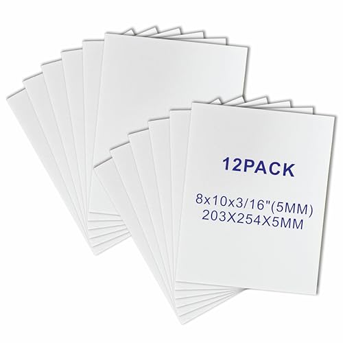 ZJCEASER Foam Core Board, 8 x 10, White, 3/16" Thick, 12 Pack | Poster Board, Sign Board, For School Projects & Arts, For University Displays & Events, For Framing - size: 8x10''