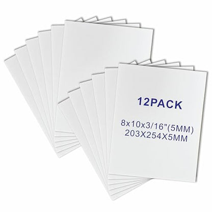 ZJCEASER Foam Core Board, 8 x 10, White, 3/16" Thick, 12 Pack | Poster Board, Sign Board, For School Projects & Arts, For University Displays & Events, For Framing - size: 8x10''