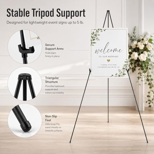 RRFTOK 63'' Instant Easel,Easel Stand for Display,Art, and Crafts,Foldable Portable Ground Easel for Wedding Banner and Poster Display Stand,Easel Display Metal Tripod with Portable Bag. - style: 63B 4pack