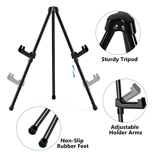 14" High Tabletop Instant Display Easel - Black Steel Small Tripod Easel Stand with Adjustable Holders for Pictures, Paintings, Posters and Store Signs(6 Pack) - style: 6 Pack Black