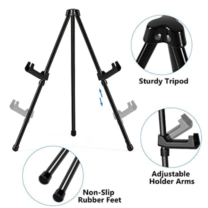 14" High Tabletop Instant Display Easel - Black Steel Small Tripod Easel Stand with Adjustable Holders for Pictures, Paintings, Posters and Store Signs(6 Pack) - style: 6 Pack Black