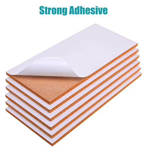 SUNGIFT 17 x 8 Inch Cork Bulletin Board 6 Pack, 1/2" Thick for Office/Home | Frameless Cork Tiles for School, Self-Adhesive Corkboards Wall Decor , 50 PCS Pushpins Included
