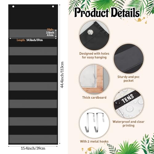 Funrous Days of School Pocket Chart Number of The Day Countdown Posters Back to School Eucalyptus Countdown Bulletin Board Decor Hundreds Tens Ones Place Value Chart Cards for Classroom Home - style: Retro Eucalyptus