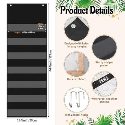 Funrous Days of School Pocket Chart Number of The Day Countdown Posters Back to School Eucalyptus Countdown Bulletin Board Decor Hundreds Tens Ones Place Value Chart Cards for Classroom Home - style: Retro Eucalyptus