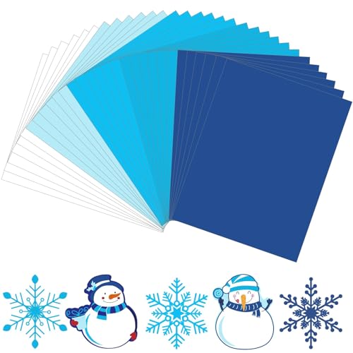 JULBEAR 30 Sheets Blue Cardstock, 8.5 x 11 Inch 180g Winter Navy Colored Cardstock Blue Construction Pastel Paper Kids Adults Winter Christmas DIY Arts Crafts Copy for School Office Home Supplies - style: Winter Style