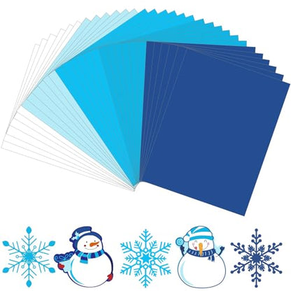 JULBEAR 30 Sheets Blue Cardstock, 8.5 x 11 Inch 180g Winter Navy Colored Cardstock Blue Construction Pastel Paper Kids Adults Winter Christmas DIY Arts Crafts Copy for School Office Home Supplies - style: Winter Style