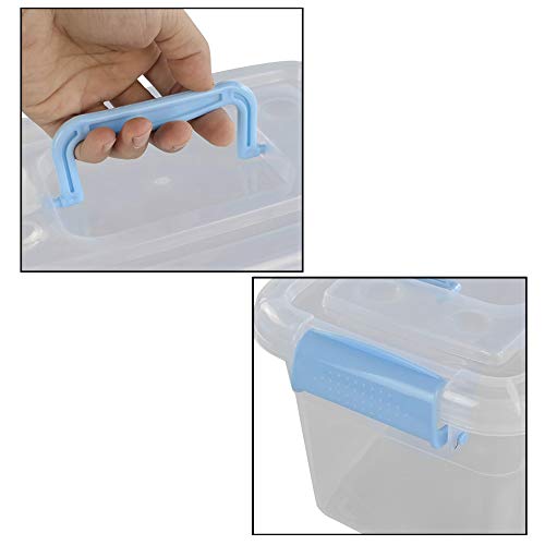 5 L Plastic Storage Bin with Lid, Clear Transparent Box with Handles, Set of 6 - color: Light Blue