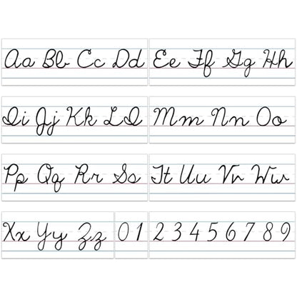 Set of 9 Cursive Writing Bulletin Board Cursive Alphabet Wall Strip for Teacher Supplies, Classroom Teaching Tool, Homeschooling, Kids Education(Simple) - style: Simple