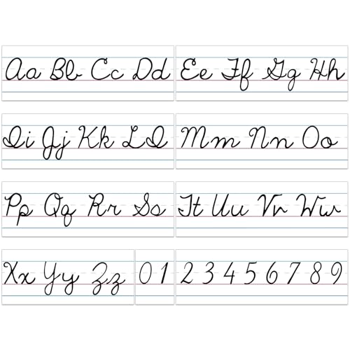 Set of 9 Cursive Writing Bulletin Board Cursive Alphabet Wall Strip for Teacher Supplies, Classroom Teaching Tool, Homeschooling, Kids Education(Simple) - style: Simple