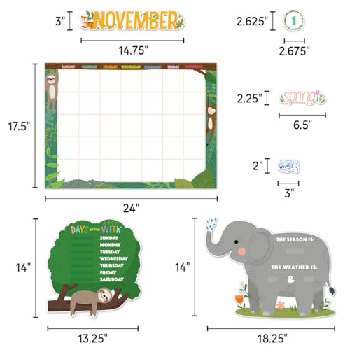 CTP Jungle Friends Calendar Set Bulletin Board Top Classroom Decorating Accents (Creative Teaching Press 10919) - color: Jungle Friends