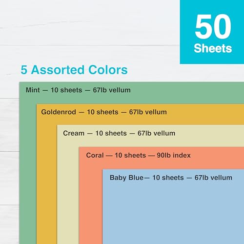 PrintWorks Boho Rainbow Cardstock 8.5" x 11" - 50 Sheets - 5 Assorted Boho Tones - Ideal for School & Craft Projects - 67 lb/147 gsm & 90 lb/165 gsm - Made in the USA - SFI® Certified (00660) - size: 50 Sheets
