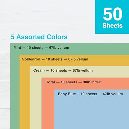 PrintWorks Boho Rainbow Cardstock 8.5" x 11" - 50 Sheets - 5 Assorted Boho Tones - Ideal for School & Craft Projects - 67 lb/147 gsm & 90 lb/165 gsm - Made in the USA - SFI® Certified (00660) - size: 50 Sheets