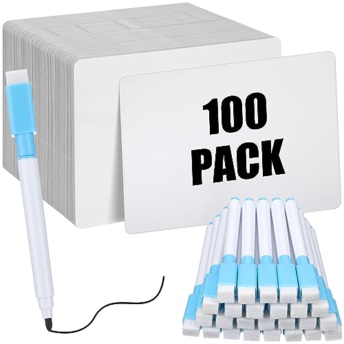 Fulmoon Dry Erase Lapboard Set with Markers Dry Erase Boards Classroom Pack Small White Board 9"X12" Mini Double Sided Whiteboard Set Lapboards for School Supplies(100 Pcs)