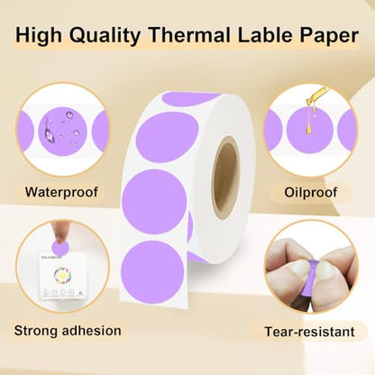1 Inch Round Thermal Sticker Labels,Color Dot Stickers,Label Stickers,Waterproof,Oil Proof,for Thermal Printers,DIY,Office,Retail,Home and Warehouse Organization(Light Purple,1000 Pcs) - color: Light Purple