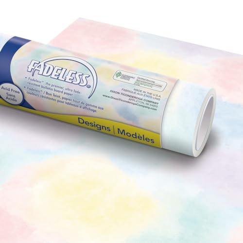 Fadeless Bulletin Board Paper, Fade-Resistant Paper for Classroom Decor, 48” x 12’, Watercolor, 1 Roll - color: Watercolor, size: 12 ft