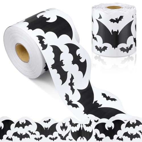 Panelee Halloween Bat Border 68.9 Feet Bulletin Board Border Butterflies Flowers Bee Space Inspirational Cute Decor for Classroom Bulletin Boards Chalkboard Wall Decor - style: Halloween Bat