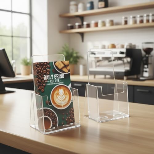 Azar 252012 Clear Acrylic Trifold Literature Brochure Holder For Counter | Perfect For Pamphlets | Brochures | Menus | Promotions | Literature | Made In USA (Pack of 10) - size: 10pk, style: No Business Card Pocket