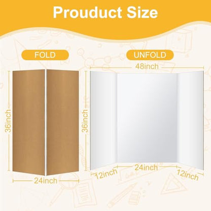 Trifold Poster Board 36"x48", 4 Pack White Extra Large Corrugated Display Board Foldable Board for School Projects, Science Fair, Business Presentations, Photo Displays, Graduation Exhibitions