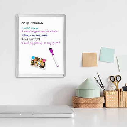VUSIGN Small Dry Erase Whiteboard, 11 x 14 Inches White Board for Students, Fridge, Locker, Mini Dry Erase Board, Aluminum Frame, 2 Pack - color: B-sliver 2 Pack