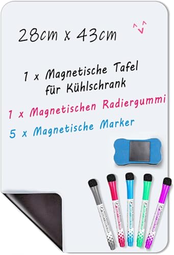 INMORVEN Small White Board Dry Erase Menu Planner, Magnetic Whiteboard for Fridge Grocery List, Refrigerator White Boards to Do List, with Markers and Eraser - size: 17"W x 11"H