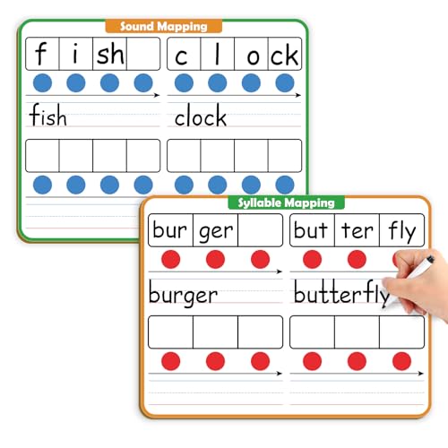Aizweb Phonemic Awareness Dry Erase Board,9" x 12" Syllable Small Whiteboard,Speech Therapy Material Phonics Games, Letter Sound,Science Reading Manipulative,Preschool Kindergarten Classroom Must Have - style: Sound & Syllable Mapping