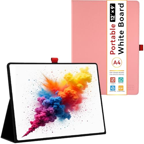 12"x9" Portable White Board with Foldable Stand, A4 Small Whiteboard, Ultra-Smooth Anti-Ghosting Surface, Easy Wipes Dry Erase Board for Office Home School, Includes Marker & Eraser (Pink) - color: Pink