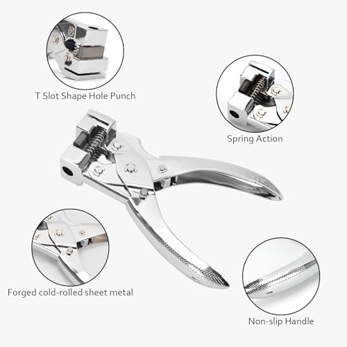 T-Slot Hole Punch Heavy Duty - Handheld Punch for ID Cards, Plastic, Cardstock, Cardboard & PVC - Sharp Visible Blade Edge, Durable Zinc Alloy Construction, Easy Spring Action for Fast, Clean Holes - style: T-Slot
