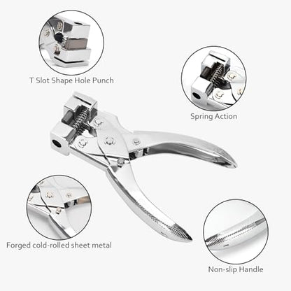 T-Slot Hole Punch Heavy Duty - Handheld Punch for ID Cards, Plastic, Cardstock, Cardboard & PVC - Sharp Visible Blade Edge, Durable Zinc Alloy Construction, Easy Spring Action for Fast, Clean Holes - style: T-Slot