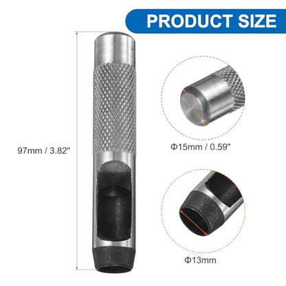 HARFINGTON 2pcs Leather Round Hole Punch, 13mm Hollow Hole Puncher Cutter Carbon Steel Circle Hole Punching Cutting Tool for Belt/DIY Leather Craft - size: 13mm